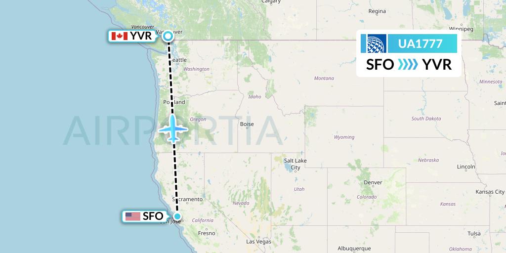 UA1777 United Airlines Flight Map: San Francisco to Vancouver