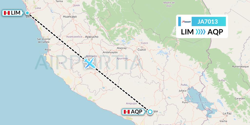 JA7013 JetSMART Flight Map: Lima to Arequipa
