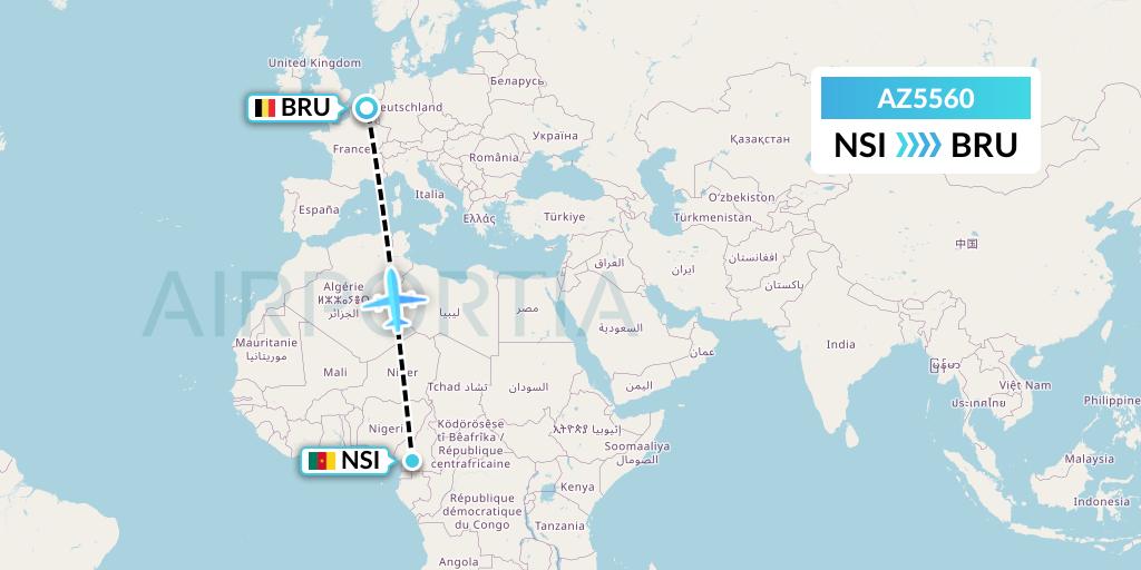 AZ5560 ITA Airways Flight Map: Yaounde to Brussels