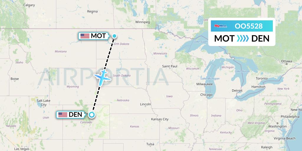 OO5528 SkyWest Airlines Flight Map: Minot to Denver