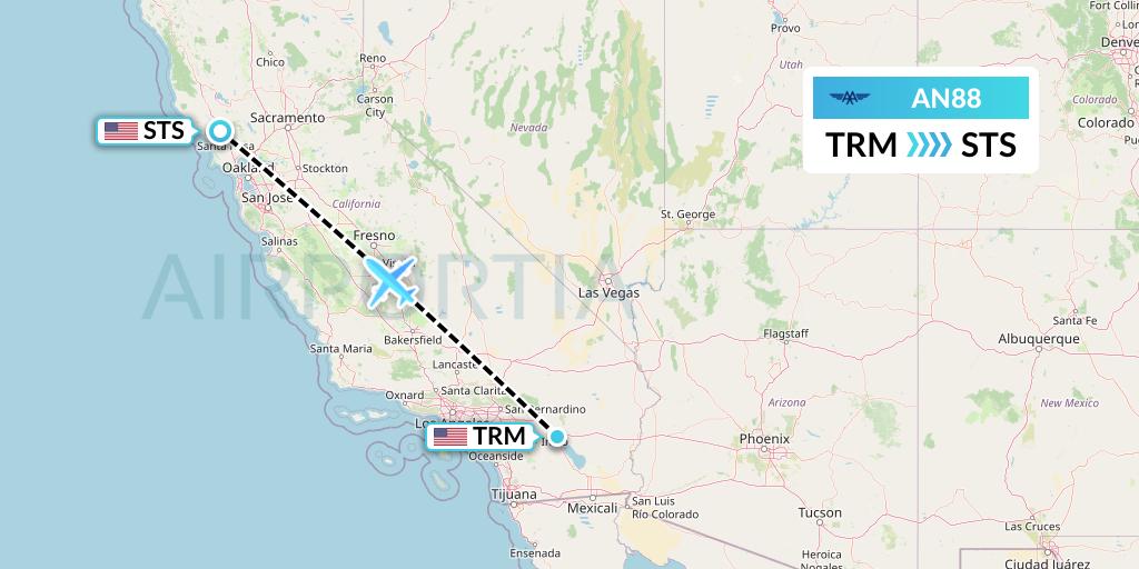 AN88 Advanced Air Flight Map: Thermal to Santa Rosa