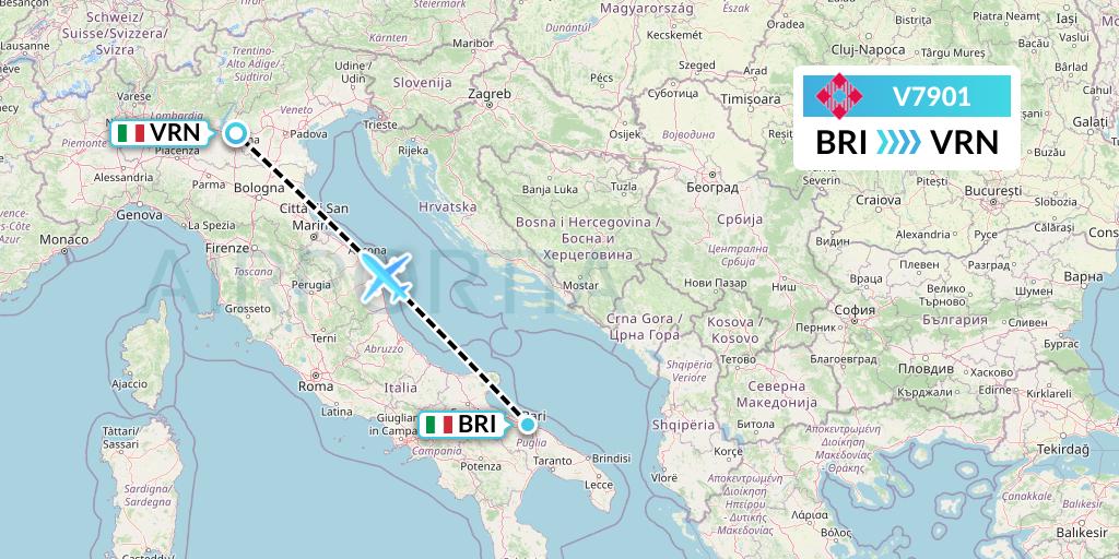 V7901 Volotea Flight Map: Bari to Verona