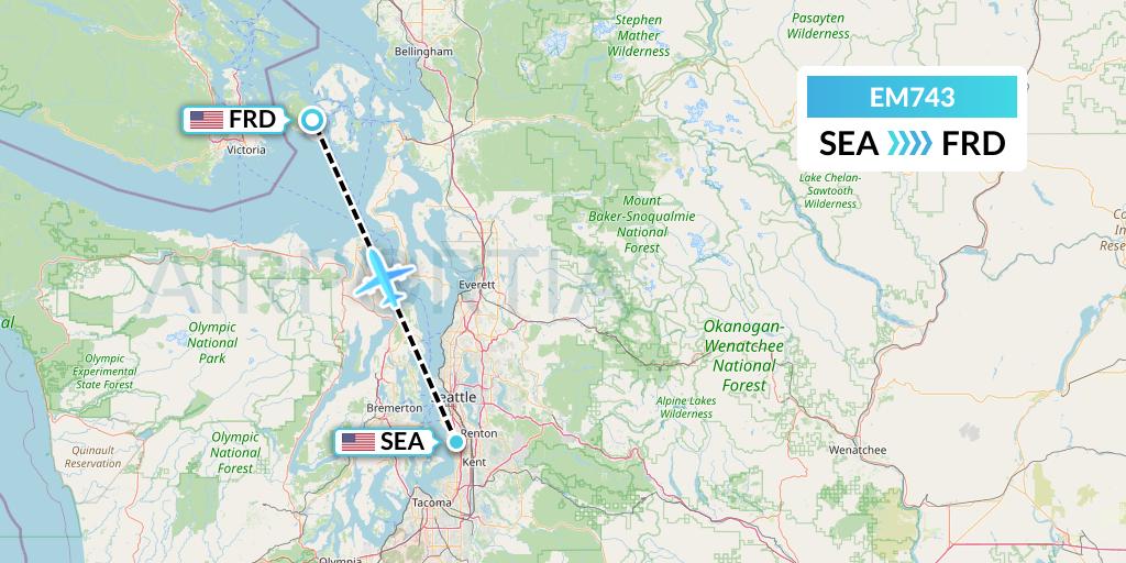 EM743 Empire Airlines Flight Map: Seattle to Friday Harbor