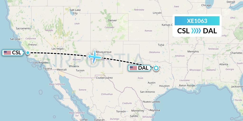 XE1063 Jsx Flight Map: San Luis Obispo to Dallas
