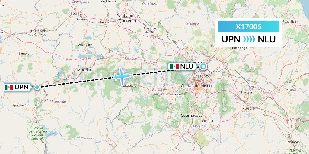 X17005 Nik Airways Flight Map: Uruapan to Reyes Acozac