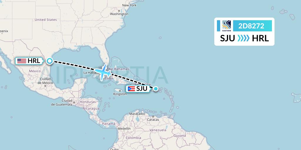 2D8272 Dynamic Airways Flight Map: San Juan to Harlingen