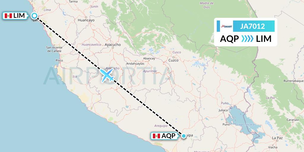 JA7012 JetSMART Flight Map: Arequipa to Lima