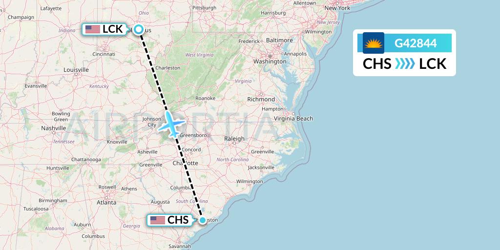 G42844 Allegiant Air Flight Map: Charleston to Columbus