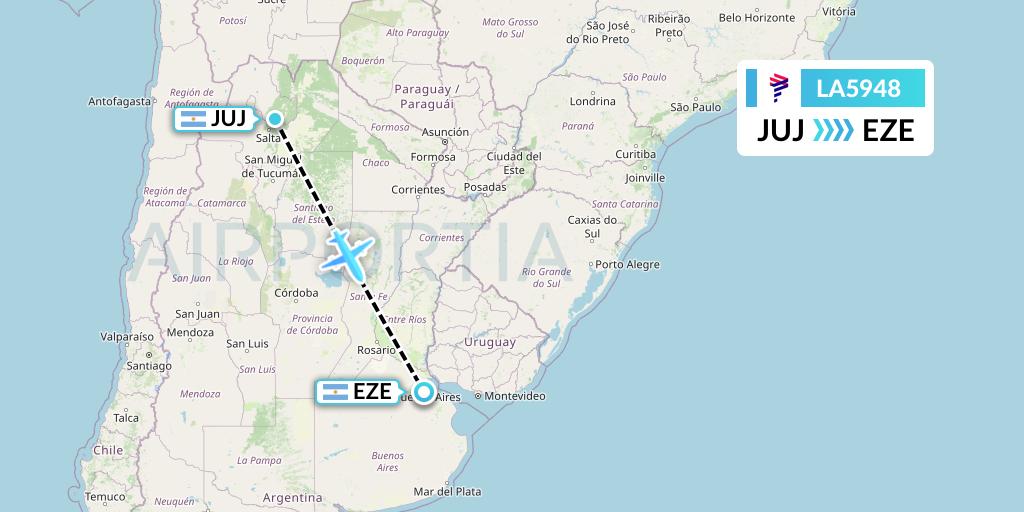 LA5948 LAN Airlines Flight Map: Jujuy to Buenos Aires