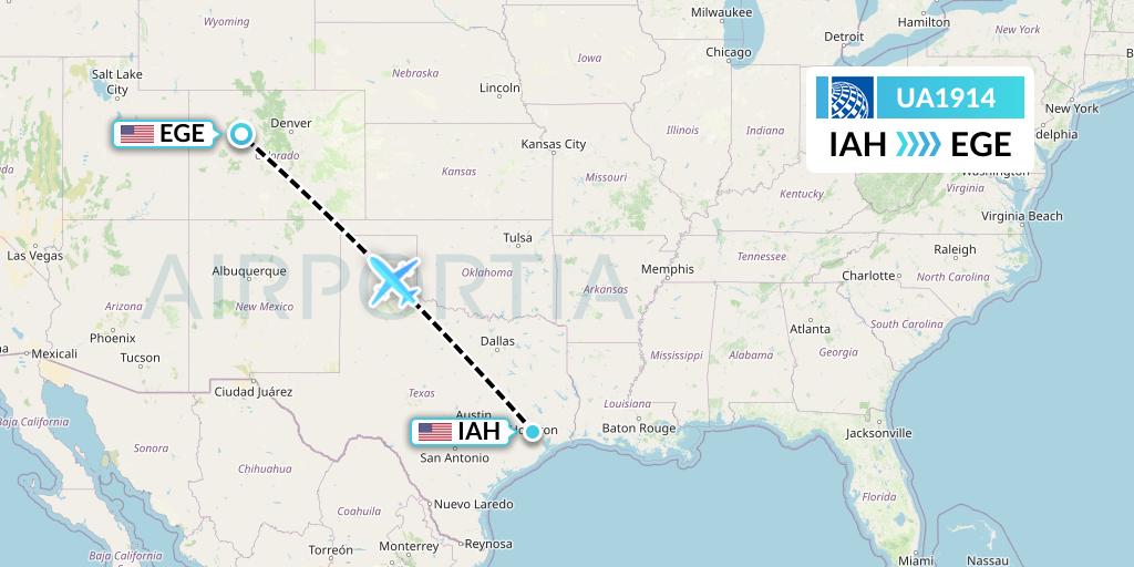 UA1914 United Airlines Flight Map: Houston to Eagle