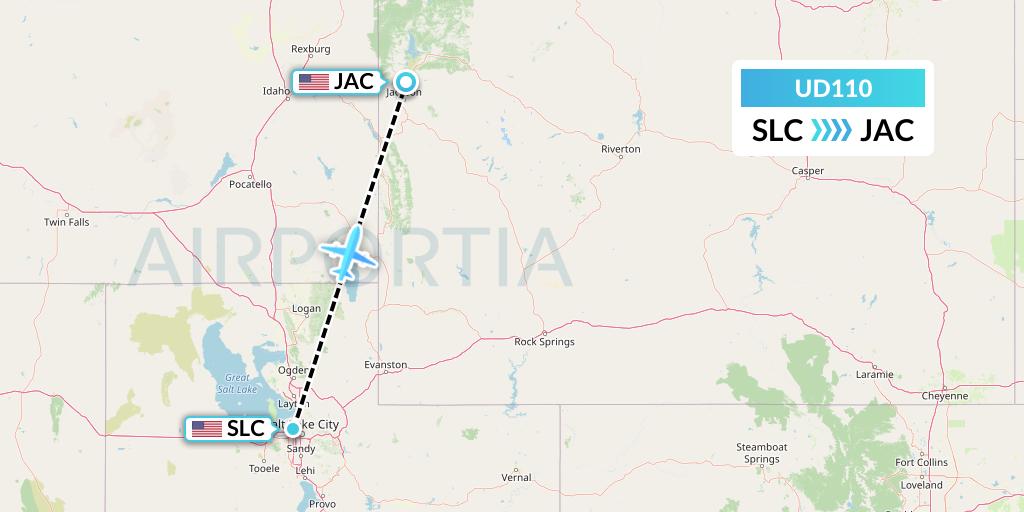 UD110 UR Airlines Flight Map: Salt Lake City to Jackson