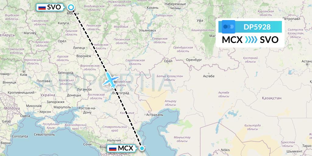 DP5928 Pobeda Flight Map: Makhachkala to Moscow