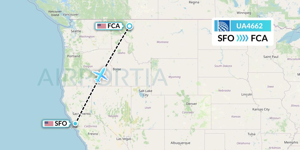 UA4662 United Airlines Flight Map: San Francisco to Kalispell