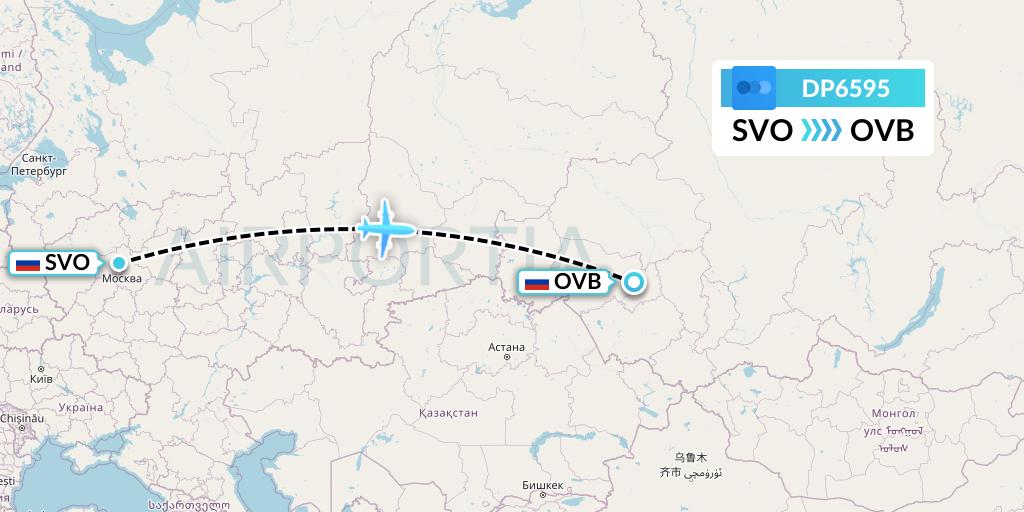 DP6595 Pobeda Flight Map: Moscow to Novosibirsk