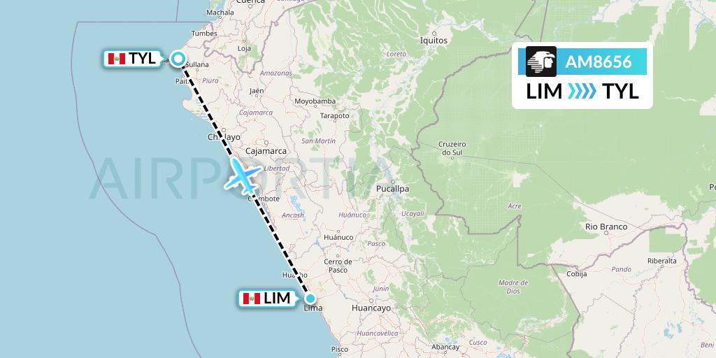 AM8656 Aeromexico Flight Map: Lima to Talara