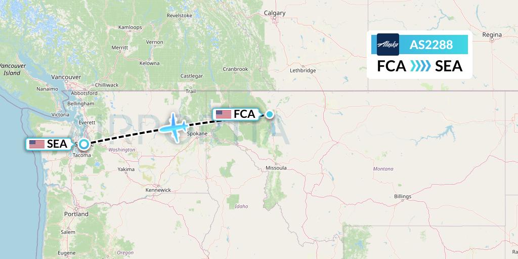 AS2288 Alaska Airlines Flight Map: Kalispell to Seattle