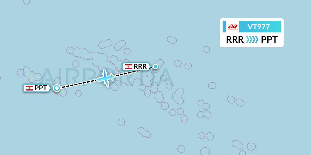 VT977 Air Tahiti Flight Map: Raroia to Papeete