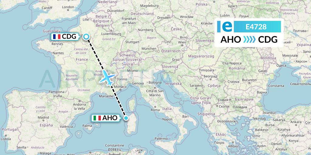 E4728 Estelar Latinoamerica C.A. Flight Map: Alghero to Paris