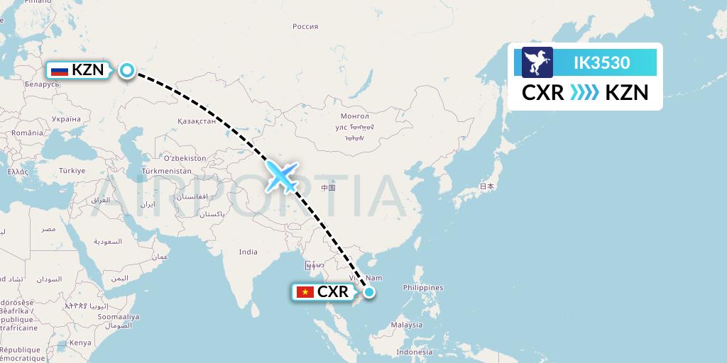 IK3530 Air Kiribati Flight Map: Nha Trang to Kazan