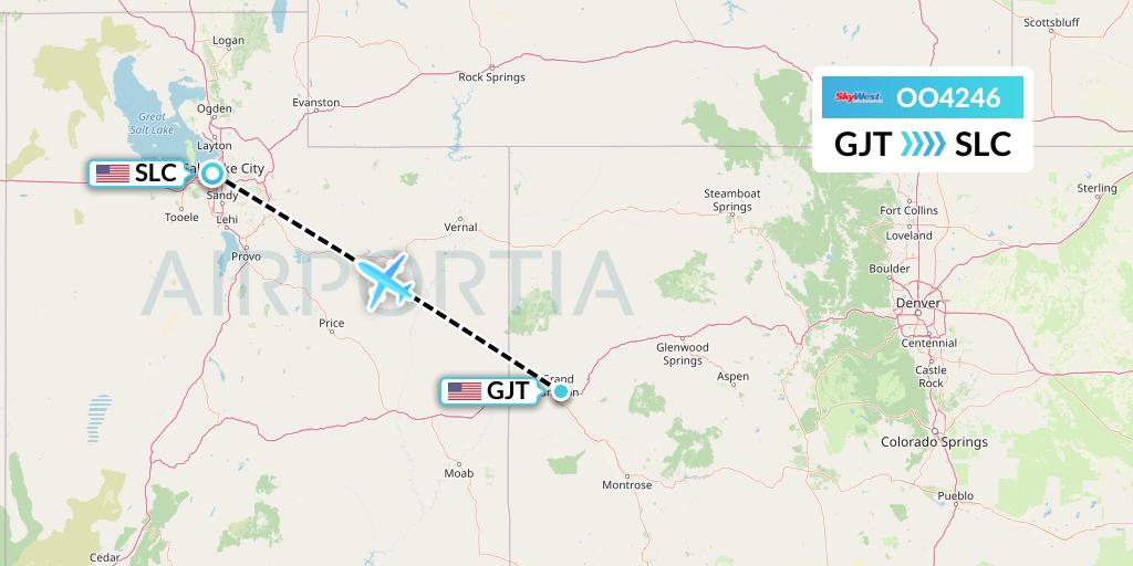 OO4246 SkyWest Airlines Flight Map: Grand Junction to Salt Lake City