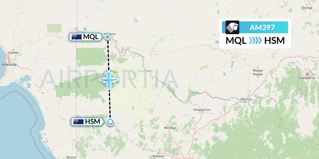 AM397 Aeromexico Flight Map: Mildura to Australia