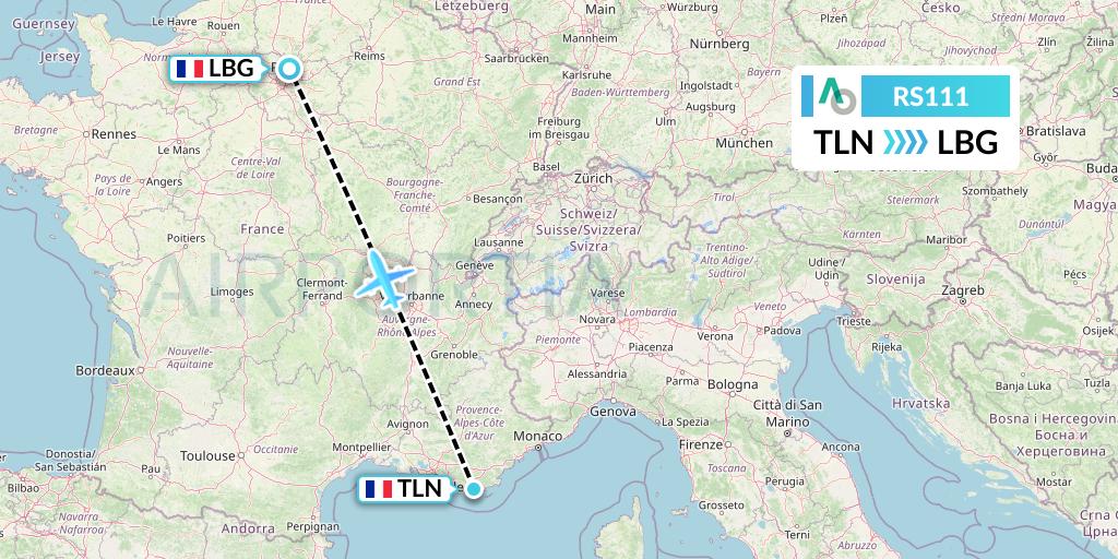RS111 Air Seoul Flight Map: Toulon to Paris