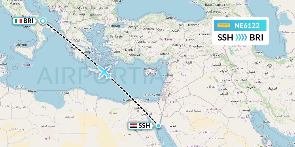 NE6122 Nesma Airlines Flight Map: Sharm el-Sheikh to Bari