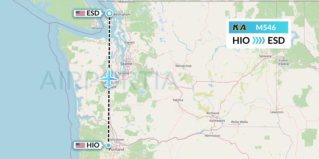 M546 Kenmore Air Flight Map: Portland to Eastsound