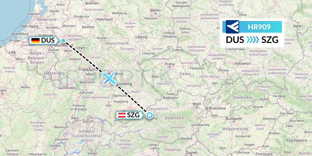 HR909 Hahn Air Flight Map: Dusseldorf to Salzburg