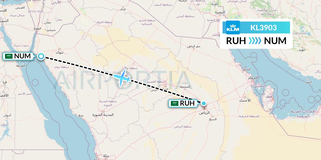 KL3903 KLM Flight Map: Riyadh to Tabuk