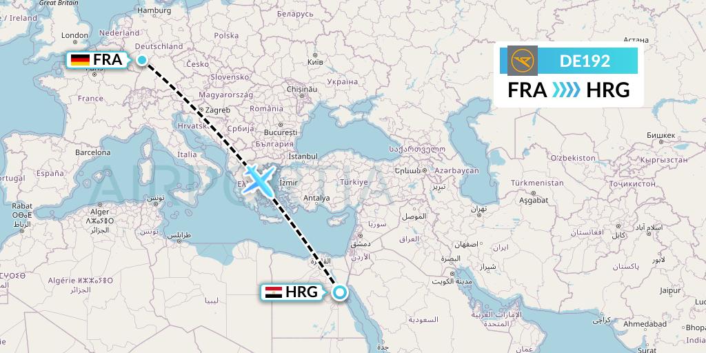 DE192 Condor Flight Map: Frankfurt to Hurghada