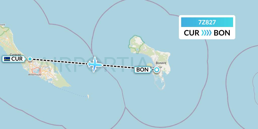 7Z827 EZ Air Flight Map: Willemstad to Bonaire