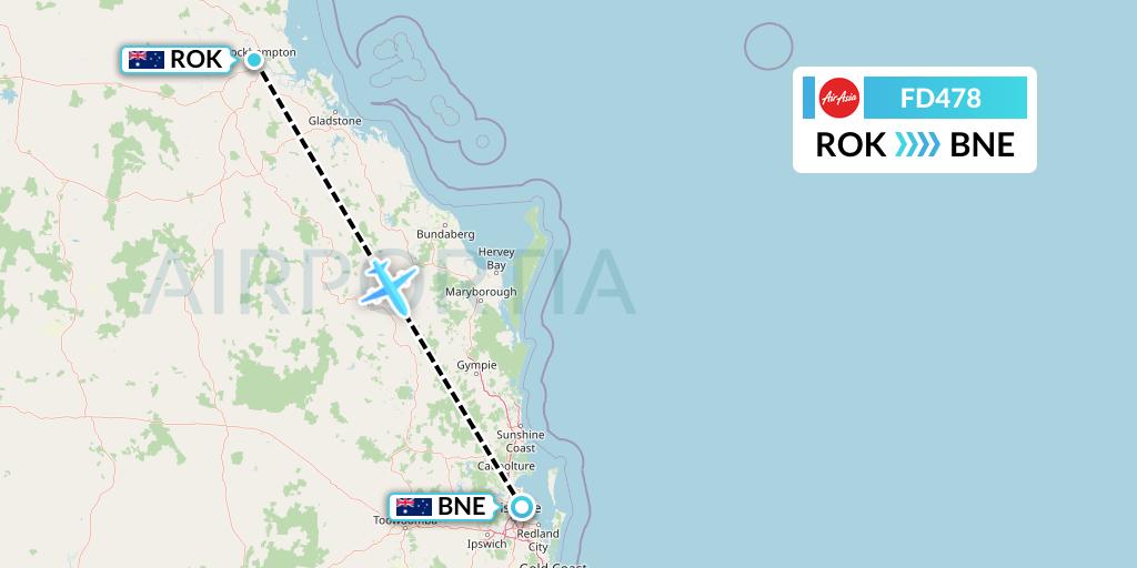 FD478 Thai AirAsia Flight Map: Rockhampton to Brisbane