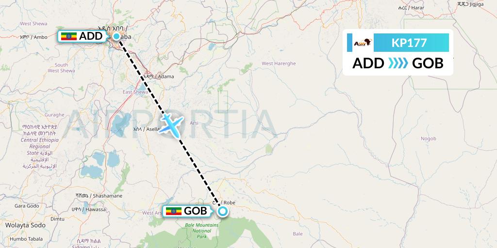 KP177 ASKY Flight Map: Addis Ababa to Goba