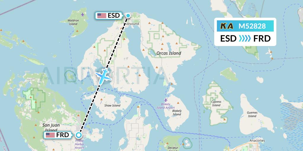 M52828 Kenmore Air Flight Map: Eastsound to Friday Harbor