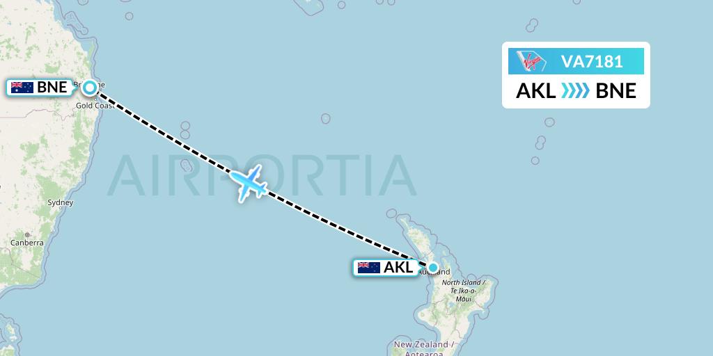 VA7181 Virgin Australia Flight Map: Auckland to Brisbane