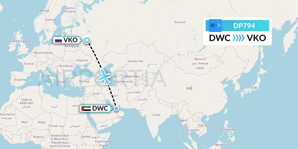 DP794 Pobeda Flight Map: Dubai to Moscow