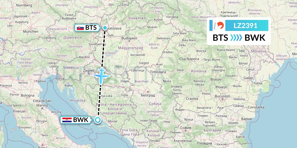 LZ2391 Air Link Flight Map: Bratislava to Bol