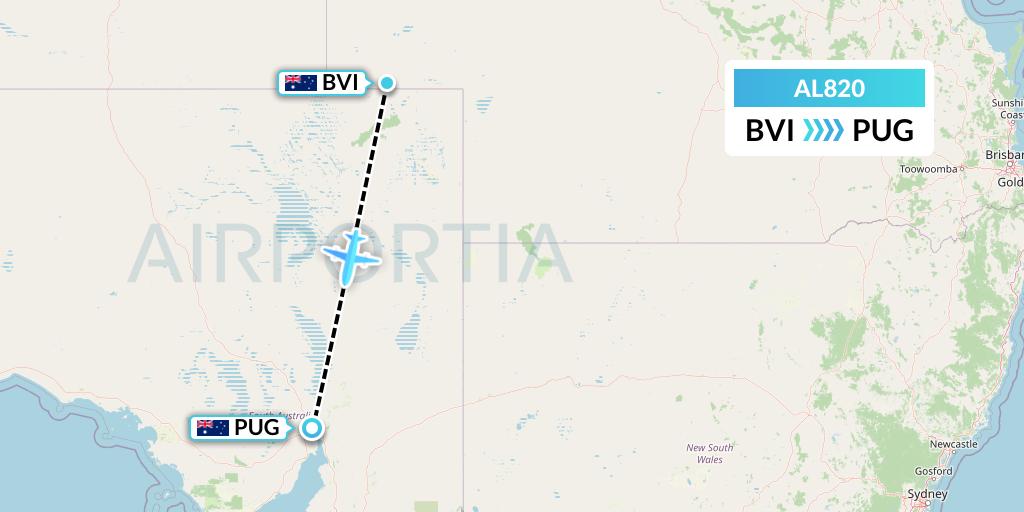 AL820 Air Leisure Flight Map: Australia to Port Augusta