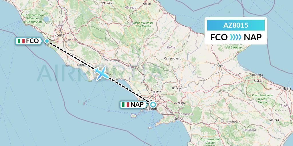 AZ8015 ITA Airways Flight Map: Rome to Naples