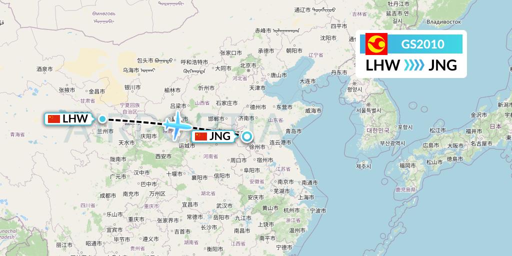 GS2010 Tianjin Airlines Flight Map: Lanzhou to Jining