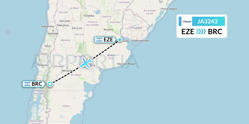 JA3243 JetSMART Flight Map: Buenos Aires to San Carlos de Bariloche