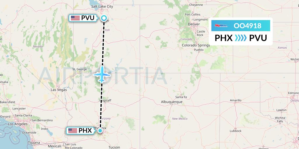 OO4918 SkyWest Airlines Flight Map: Phoenix to Provo