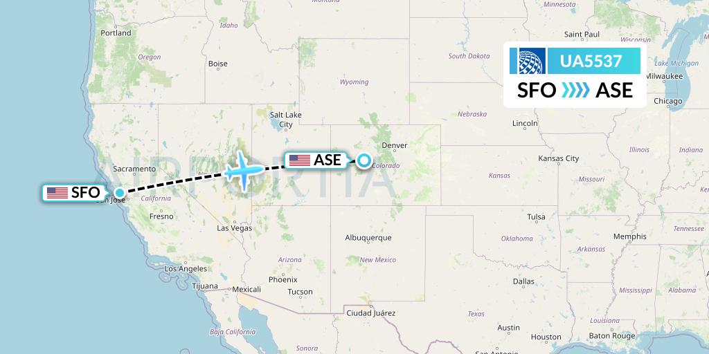 UA5537 United Airlines Flight Map: San Francisco to Aspen
