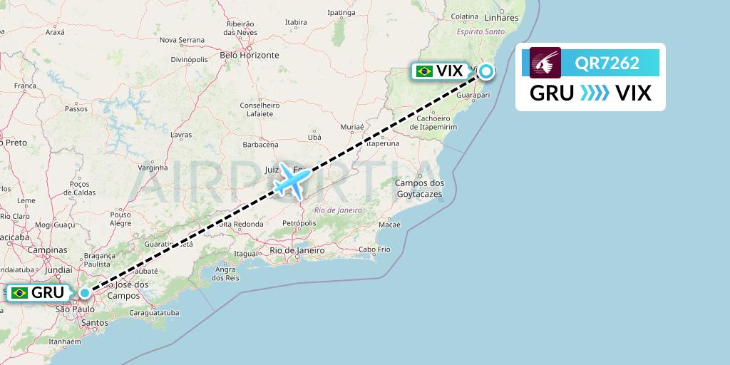 QR7262 Qatar Airways Flight Map: Sao Paulo to Vitoria