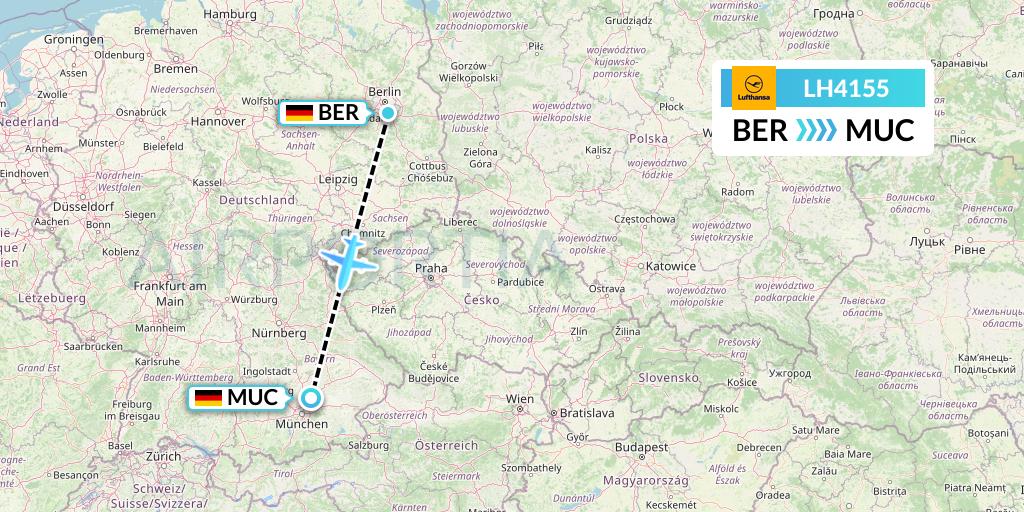 LH4155 Lufthansa Flight Map: Berlin to Munich