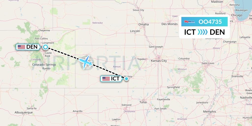 OO4735 SkyWest Airlines Flight Map: Wichita to Denver
