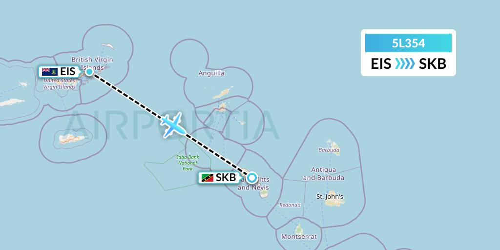 5L354 Fly Salone Airlines Limited Flight Map: Beef Island to Basseterre
