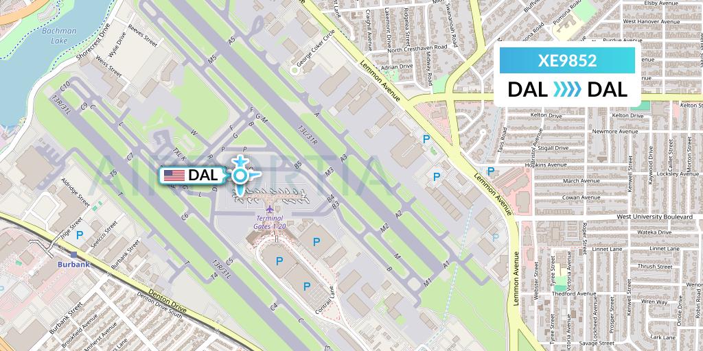 XE9852 Jsx Flight Map: Dallas to Dallas