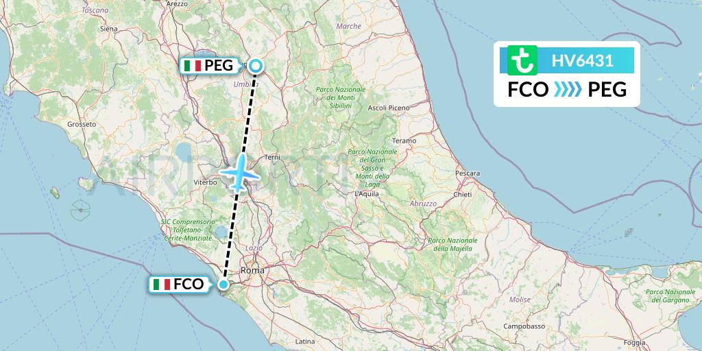HV6431 Transavia Flight Map: Rome to Perugia